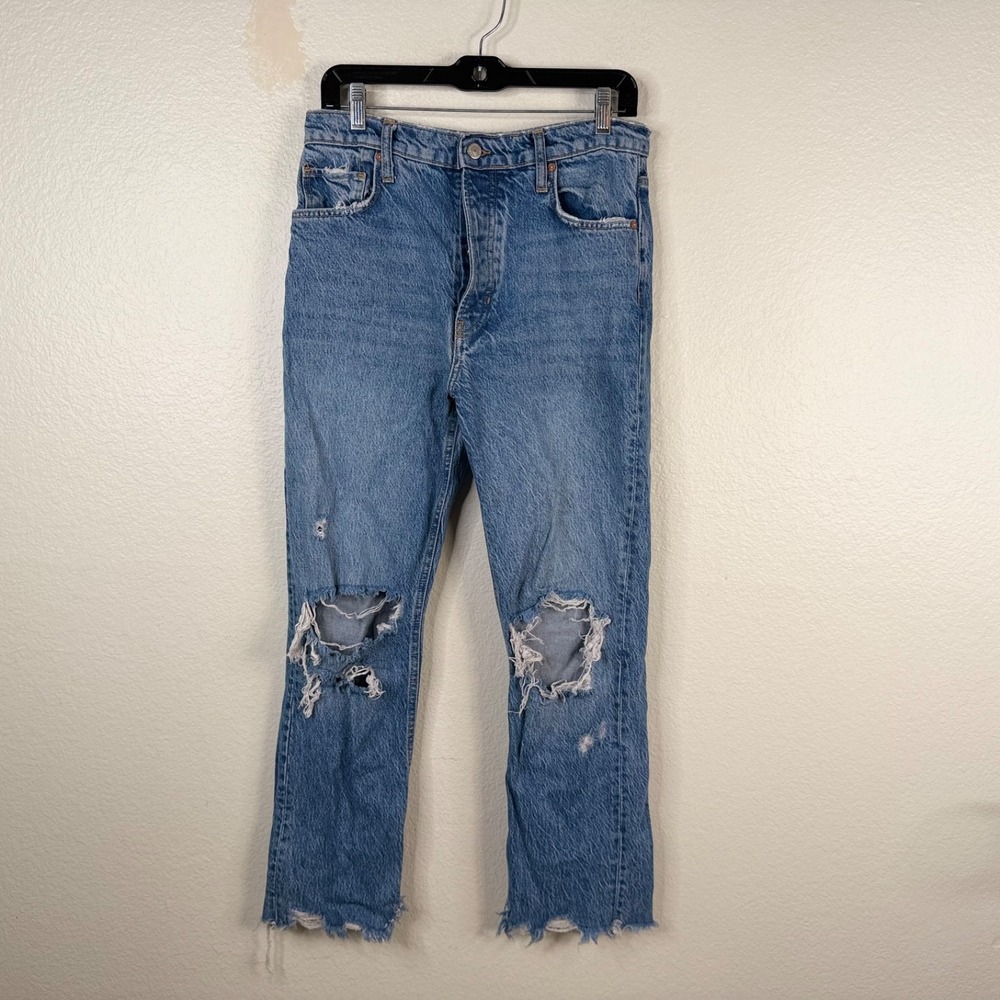 Free People We The Free Tapered Baggy Boyfriend Jeans Sz 27 Distressed